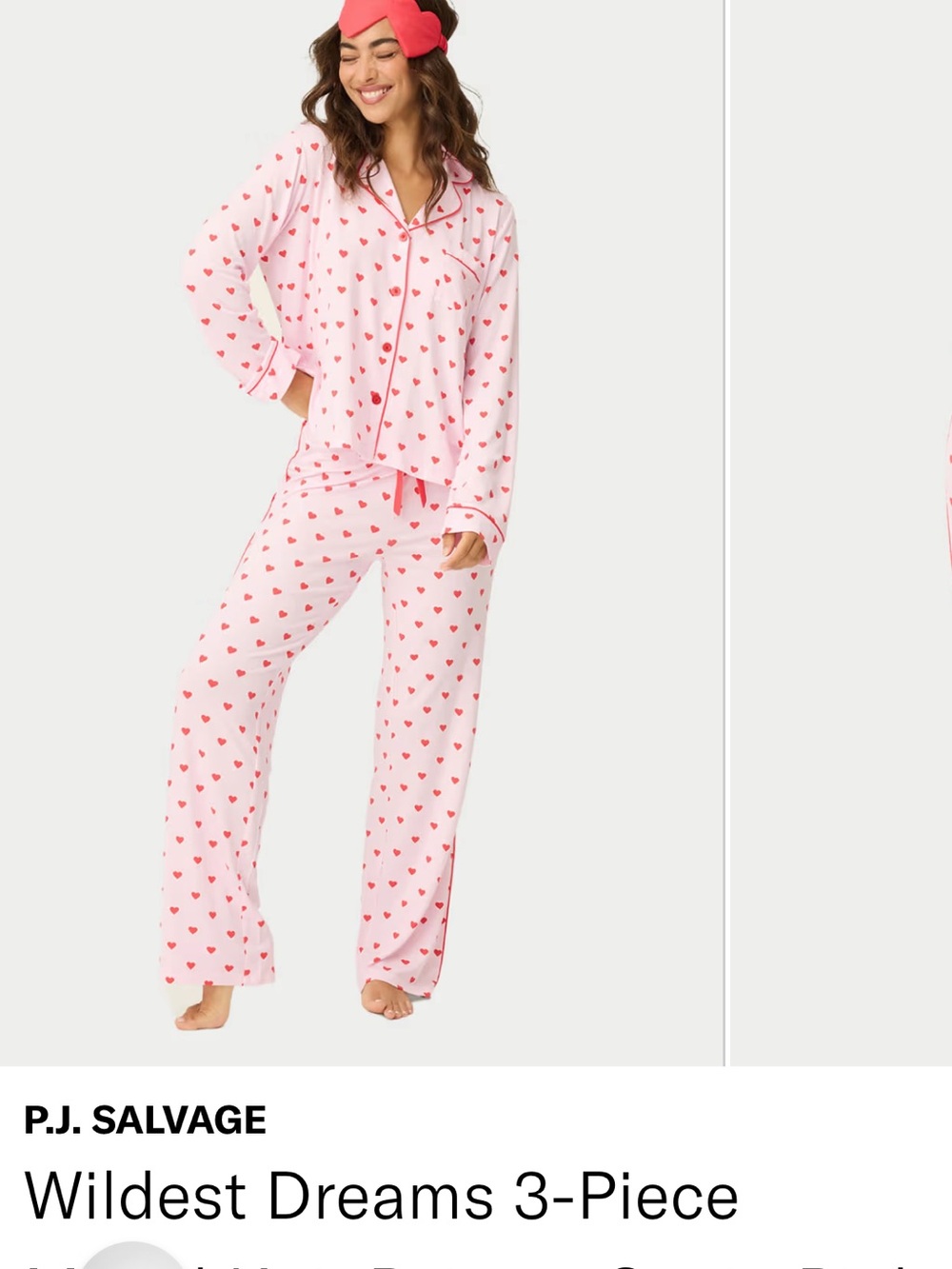P.J. Salvage Pink Heart-Print Three-Piece Pajama Set